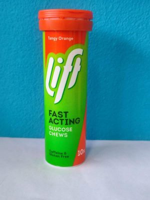 UK-LIFT FAST ACTING GLUCOSE CHEWS TUBE 40G X 10 TABS (ORANGE FLAVOR)