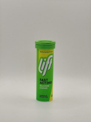 UK-LIFT FAST ACTING GLUCOSE CHEWS TUBE 40G X 10 TABS (LEMON & LIME FLAVOR)