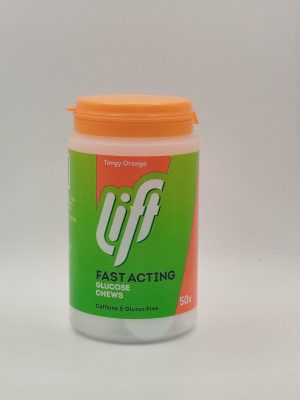 UK-LIFT FAST ACTING GLUCOSE CHEWS BOTTLE 200G X 50 TABS (ORANGE FLAVOR)